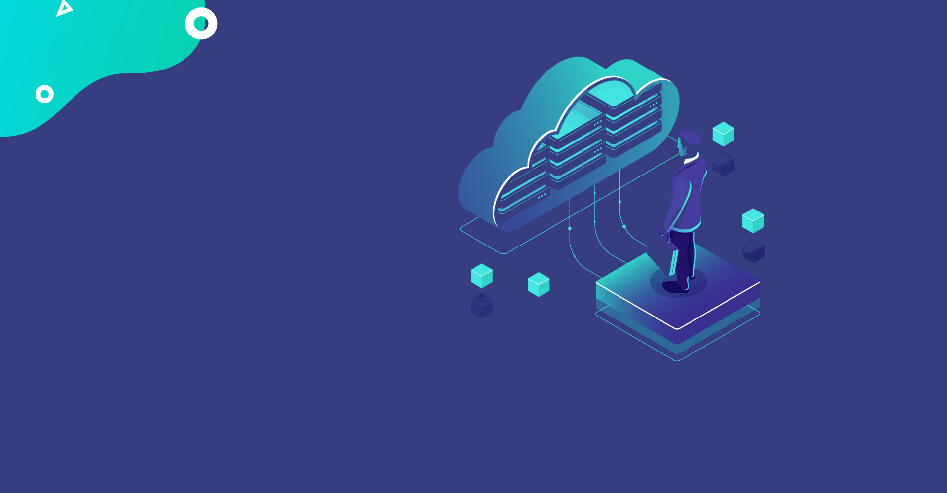 Een persoon staat voor de digital cloud